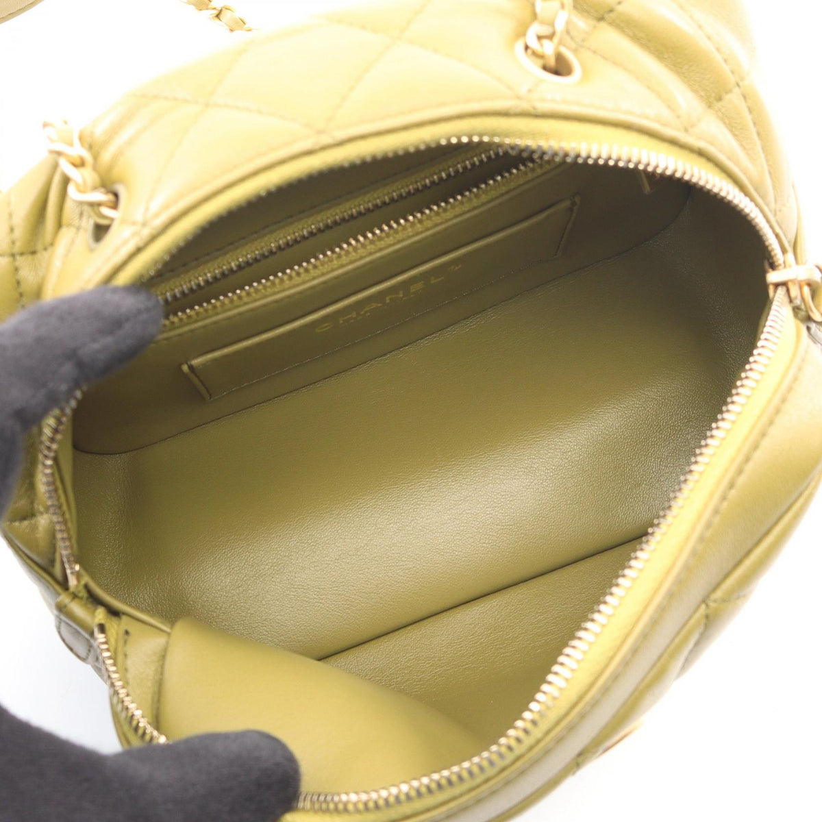 CHANEL Khaki Matelasse Mini Bowling Bag 2WAY Lambskin (sheep leather) AS4198 2106800638318