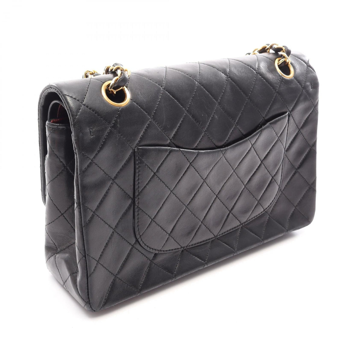 CHANEL Black Matelasse W flap Lambskin (sheep leather) 2101220054496