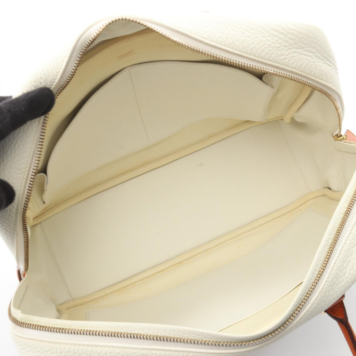 HERMES Plum 32 Bicolor HandbagPotiron orange Potiron orange White/Orange Taurillon Clemence leather Taurillon Clemence 2101220051426