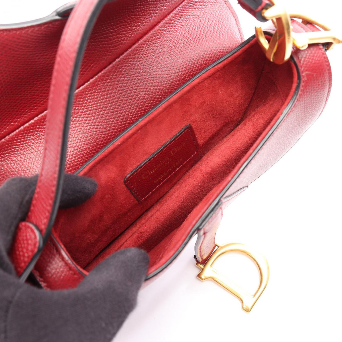 Dior Saddle bag mini Handbag Bordeaux leather 2101220051464