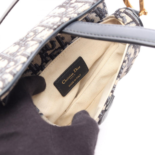 Dior Mini Saddlebag in Oblique Jacquard Handbag Beige/Navy canvas leather 2101220051488