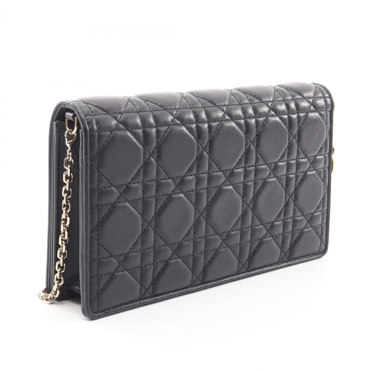 Dior Lady Christian Dior Pouch Cannage Shoulder Bag Black leather 2101220045067