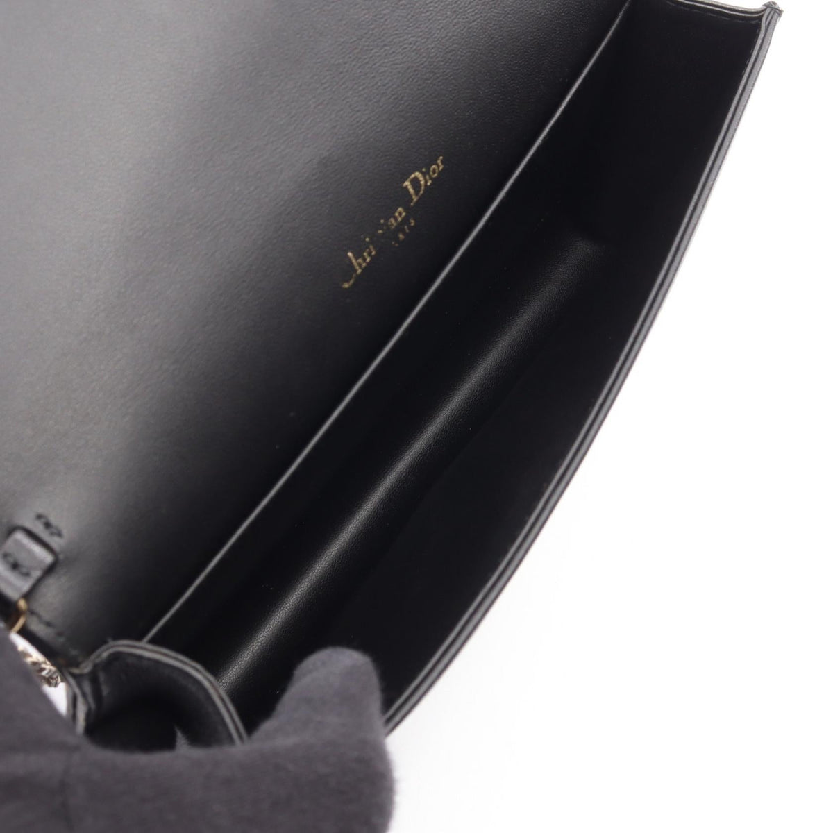 Dior Lady Christian Dior Pouch Cannage Shoulder Bag Black leather 2101220045067
