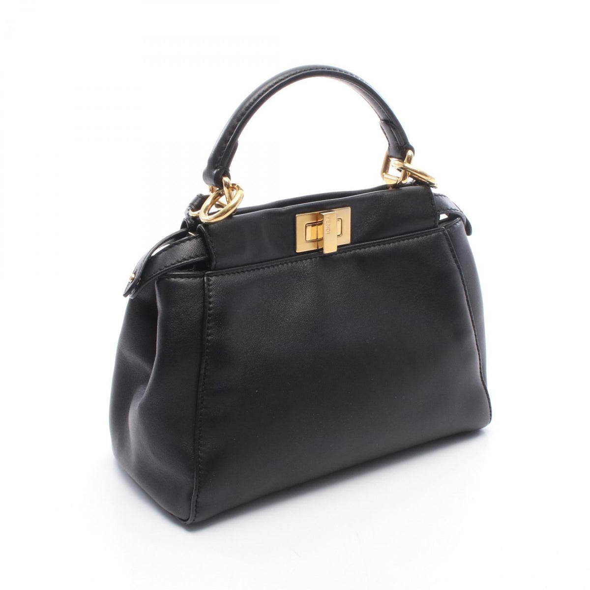 FENDI Mini Peek Boo 2WAY Handbag Black leather 8BN244 2118300093375
