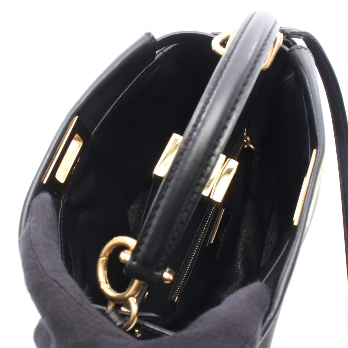 FENDI Mini Peek Boo 2WAY Handbag Black leather 8BN244 2118300093375