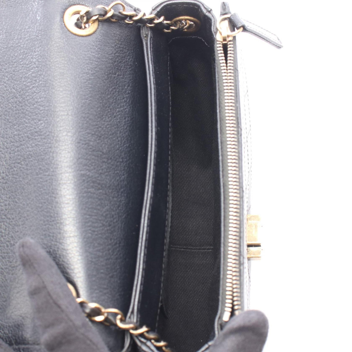 CHANEL Black Matelasse 2WAY leather A93460 2120300056090