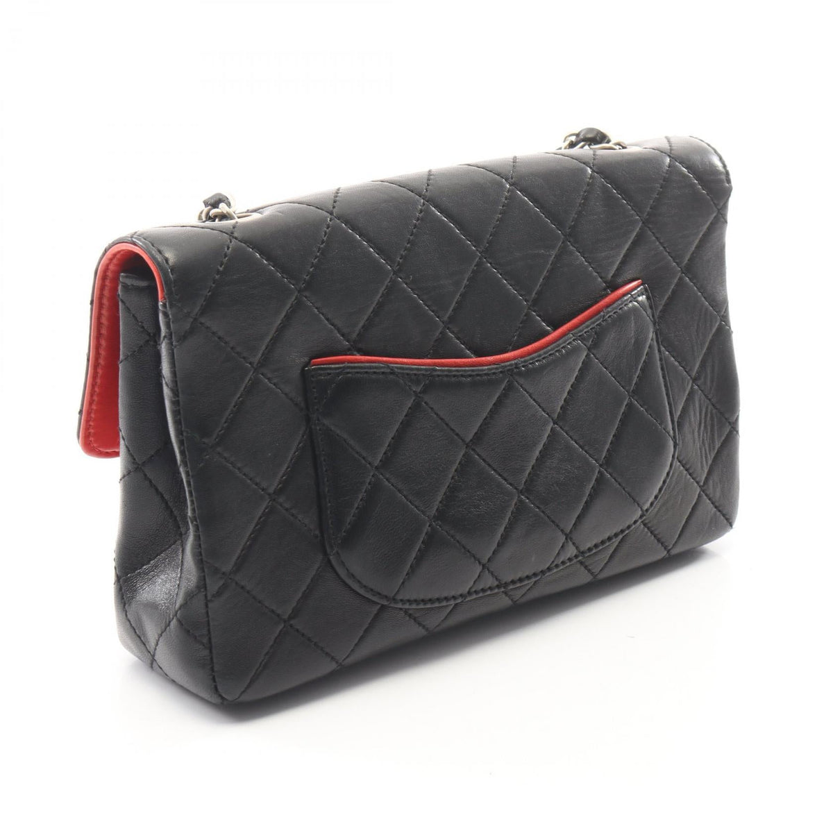 CHANEL Black/Red Matelasse Single Flap Bicolor Lambskin (sheep leather) 2101220049065