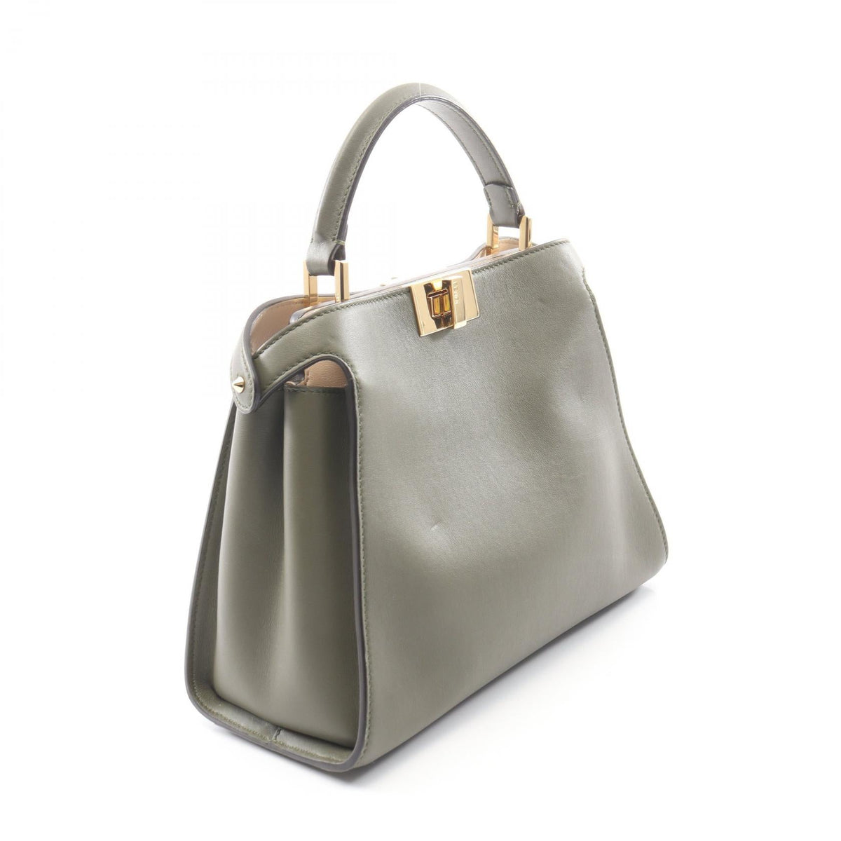 FENDI Peekaboo Essential 2WAY Handbag Khaki leather 8BN302 2101220044213