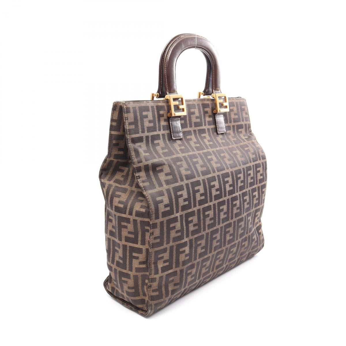 FENDI Zucca handbag Tote Bag Brown/Black canvas leather 2101220043360
