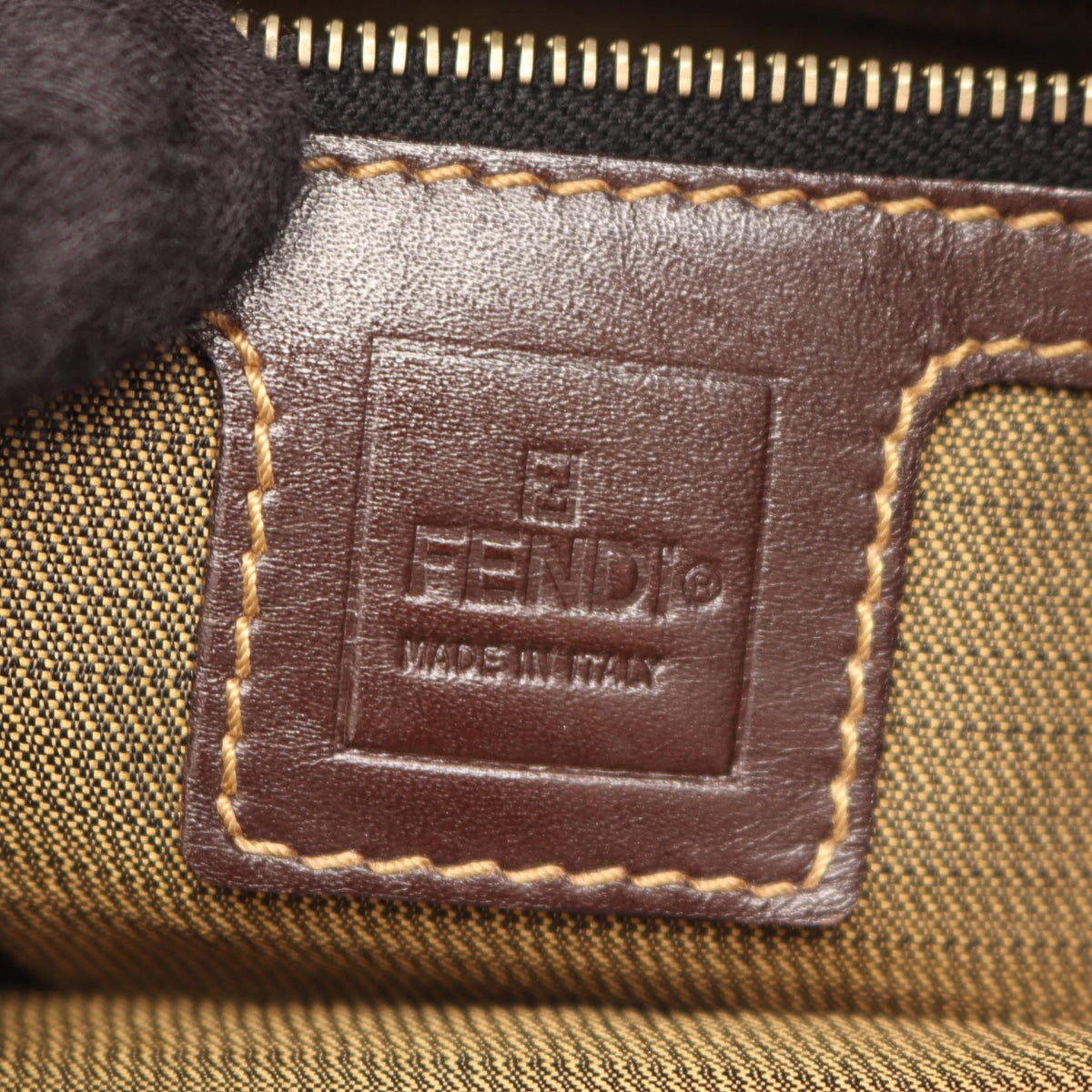 FENDI Zucca handbag Tote Bag Brown/Black canvas leather 2101220043360