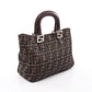 FENDI Zucca Handbag Beige/Black/Brown leather�Nylon canvas 2101220043377