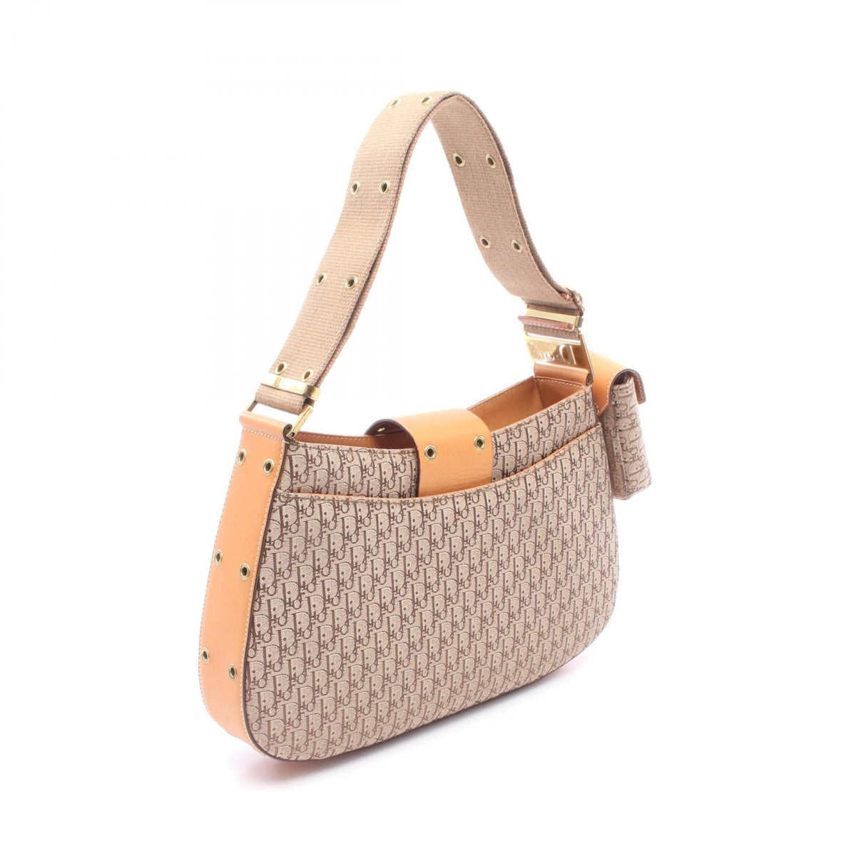 Dior street chic trotter Shoulder Bag Beige/Brown canvas�leather 2101220043421