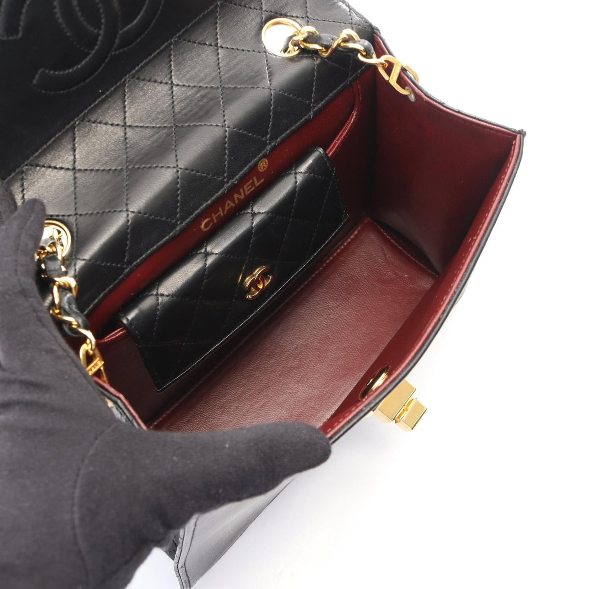 CHANEL Black Matelasse leather 2101220042578