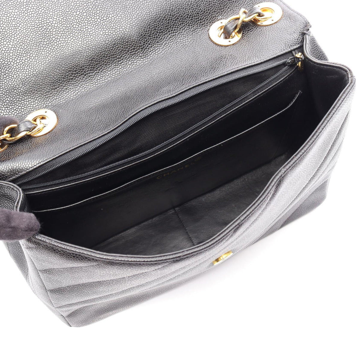 CHANEL Black Bias Stitch COCO Mark Grained Calfskin leather 2101220042646