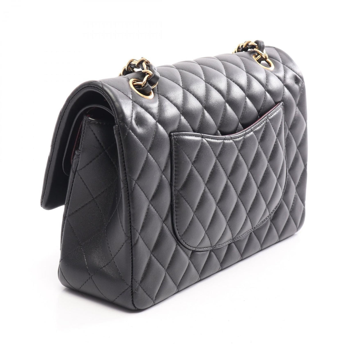 CHANEL Black Matelasse W flap Lambskin (sheep leather) 2101220042639