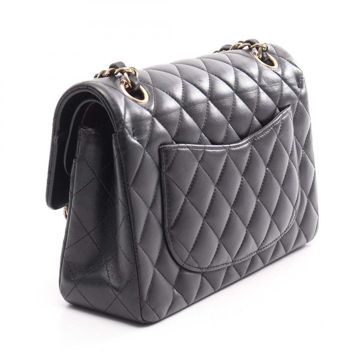 CHANEL Black Matelasse W flap Lambskin (sheep leather) 2101220042738