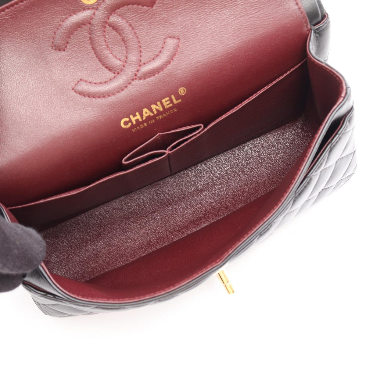CHANEL Black Matelasse W flap Lambskin (sheep leather) 2101220042738