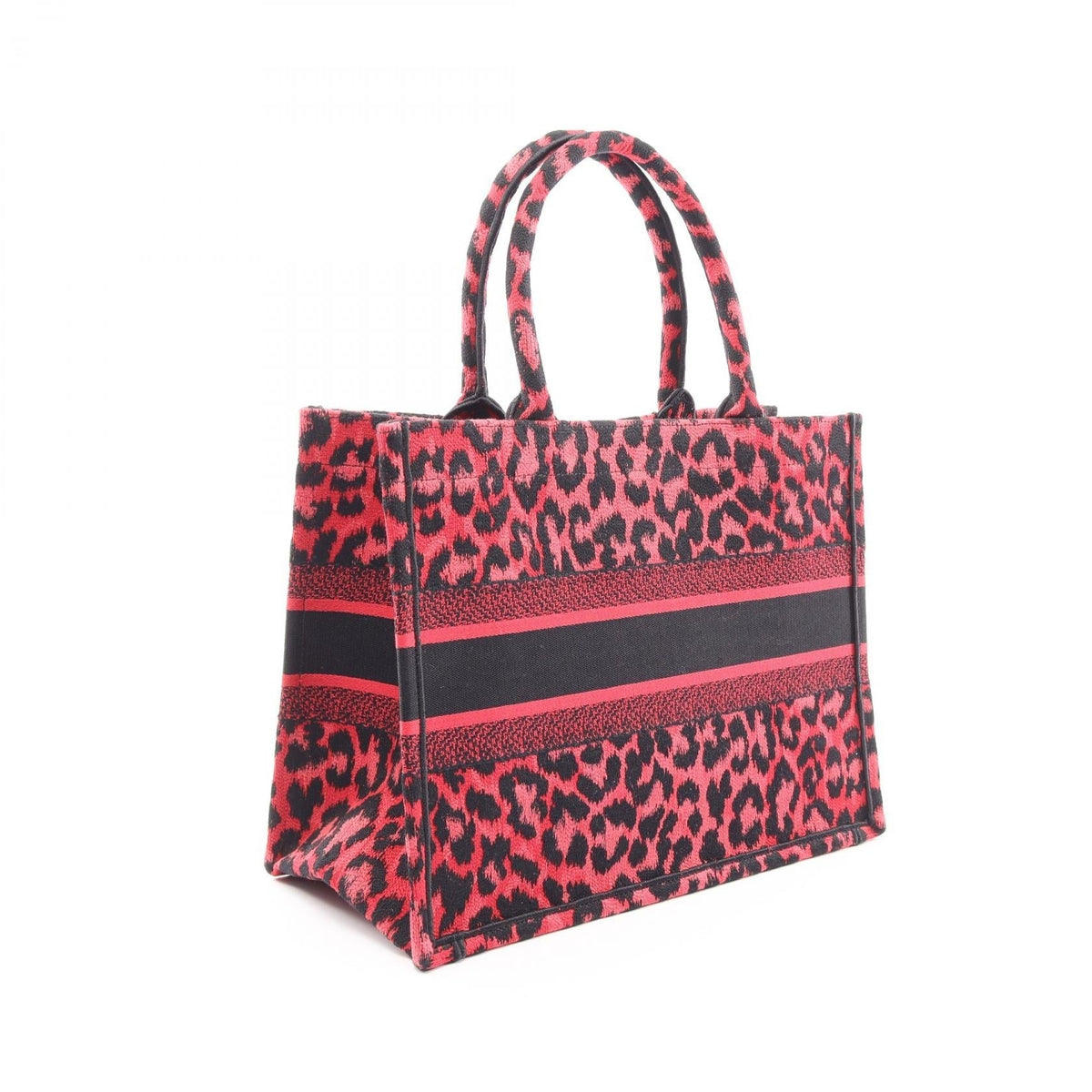 Dior BOOK TOTE Medium Leopard Print Tote Bag Red/Black canvas 2101220038021