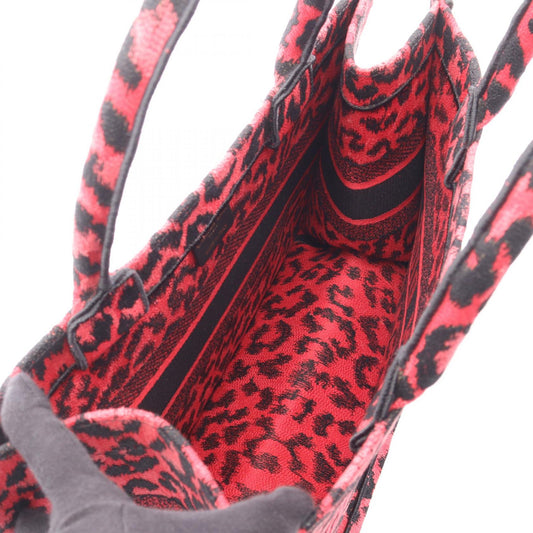 Dior BOOK TOTE Medium Leopard Print Tote Bag Red/Black canvas 2101220038021