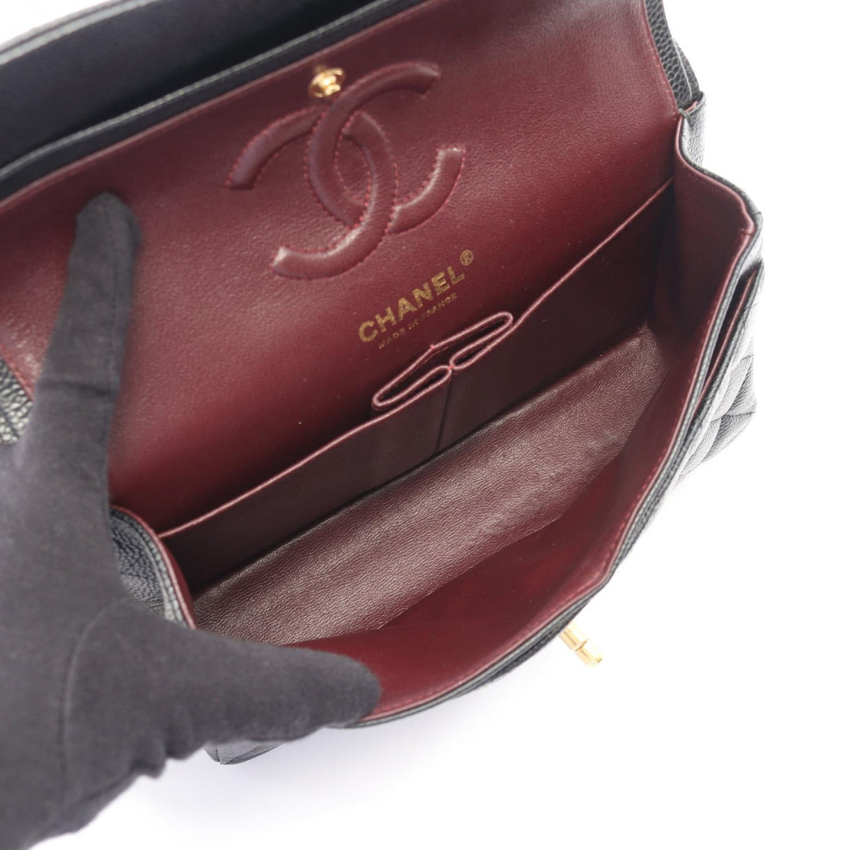 CHANEL Black Matelasse W flap Grained Calfskin leather 2101220037925