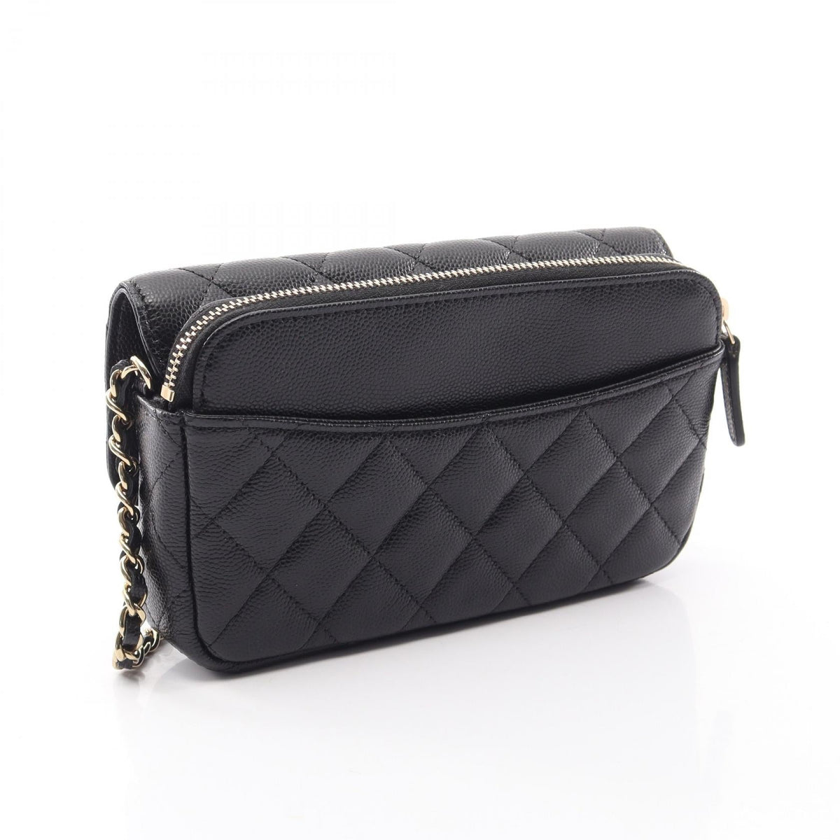 CHANEL Black Matelasse Chain Phone Case Wallet Grained Calfskin leather AP2096 2120300055802