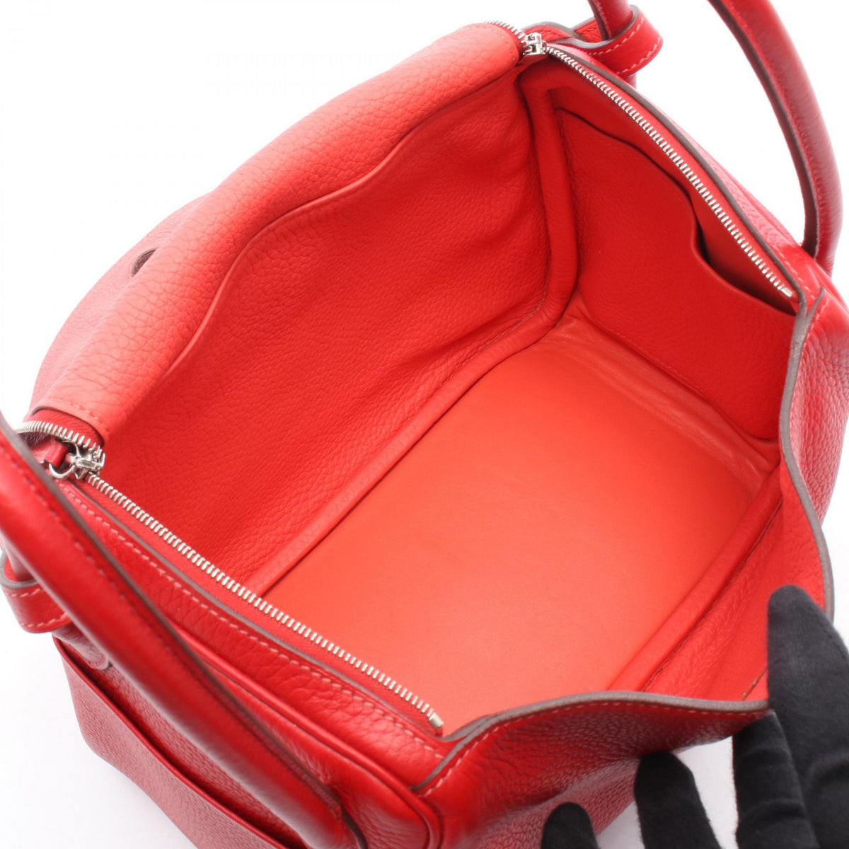 HERMES Lindy 26 Verso Rouge casaque Rose jaipur Shoulder Bag Red leather 2101220037017