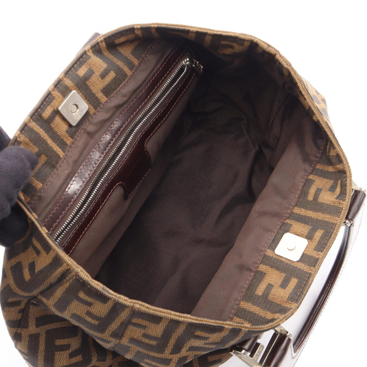 FENDI Zucca Handbag Brown canvas leather 2101220037888