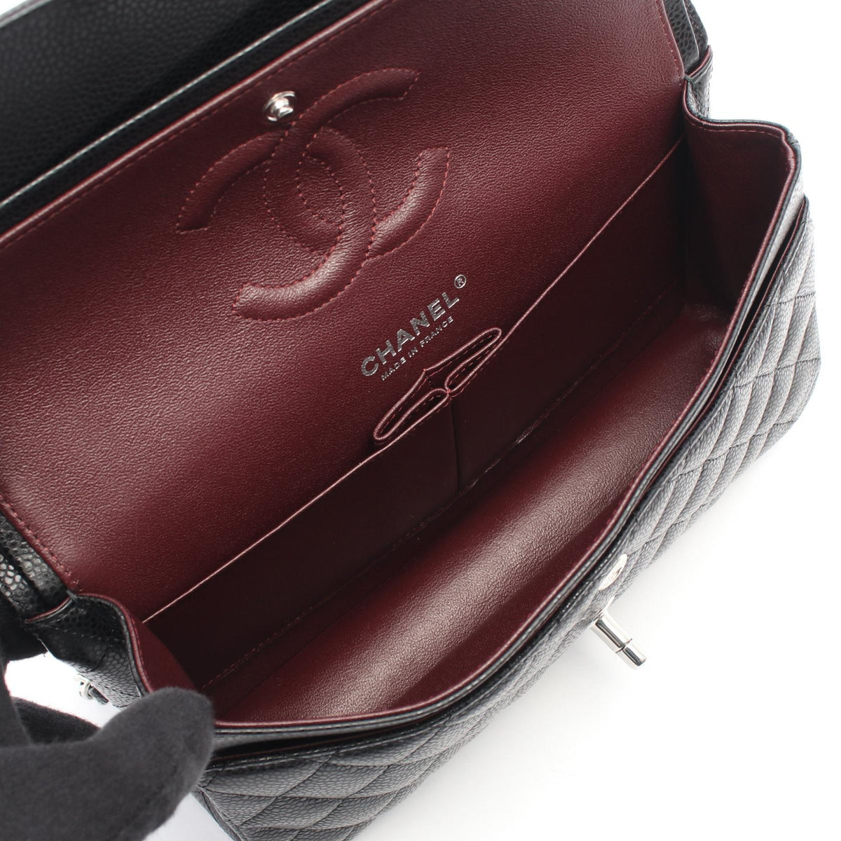 CHANEL Black Matelasse W flap Grained Calfskin leather 2101220037079