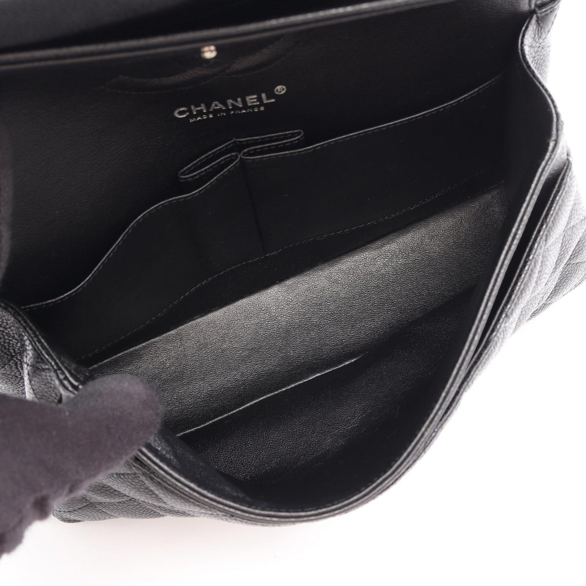 CHANEL Black Matelasse W flap Grained Calfskin leather 2101220037482
