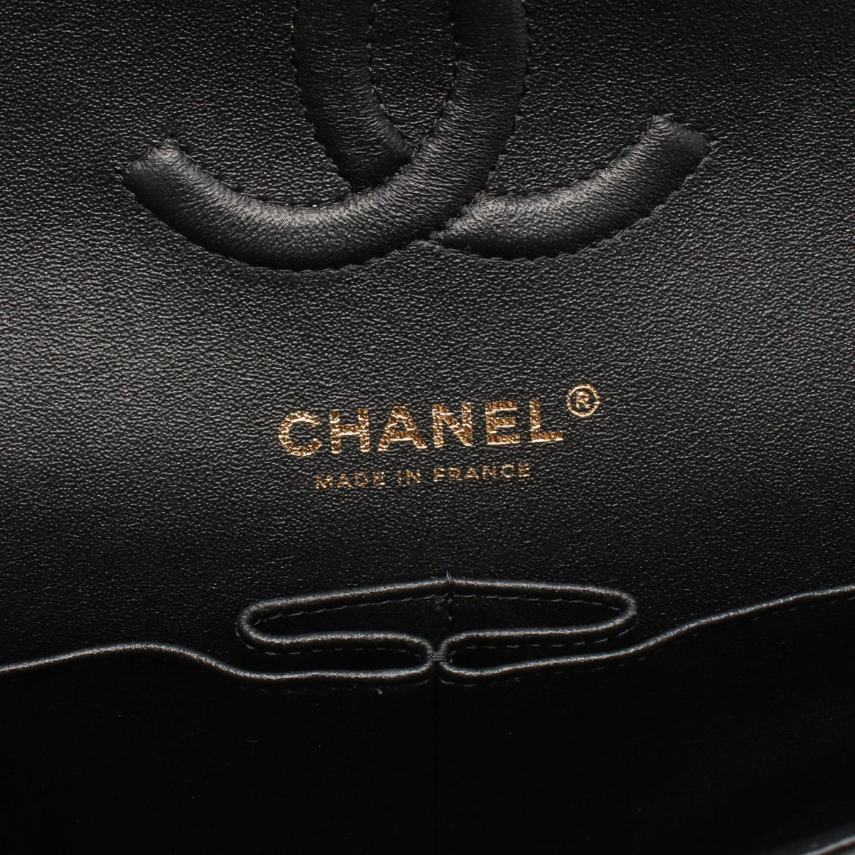 CHANEL Black Chevron V-stitch W-flap Grained Calfskin leather 2101220037550
