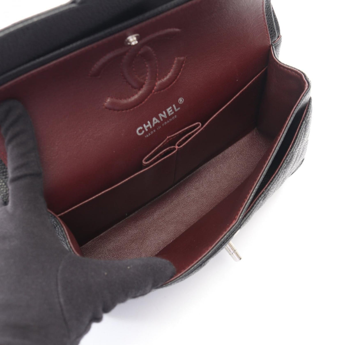 CHANEL Black Matelasse W flap Grained Calfskin leather 2101220037543