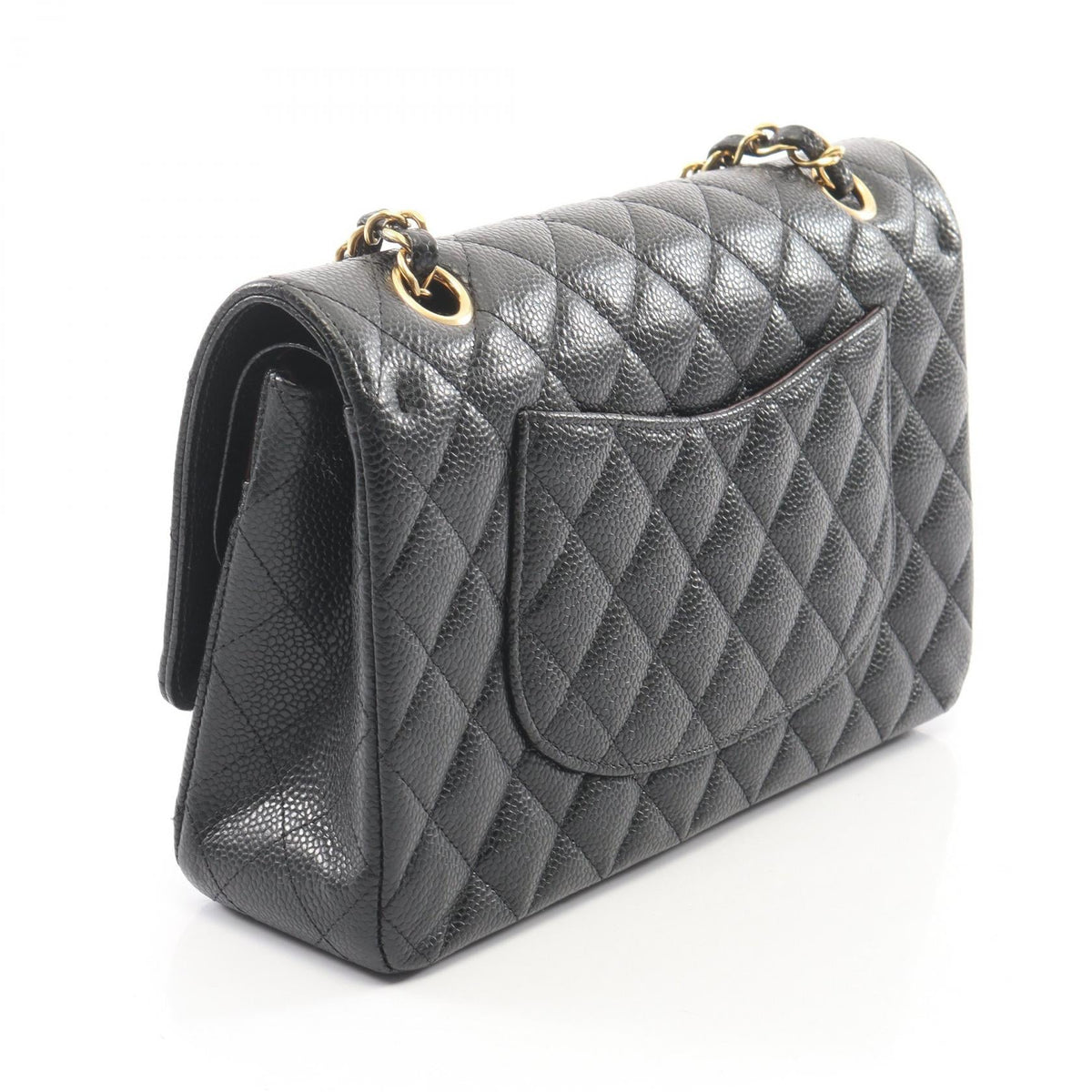 CHANEL Black Matelasse W flap Grained Calfskin leather 2101220037673