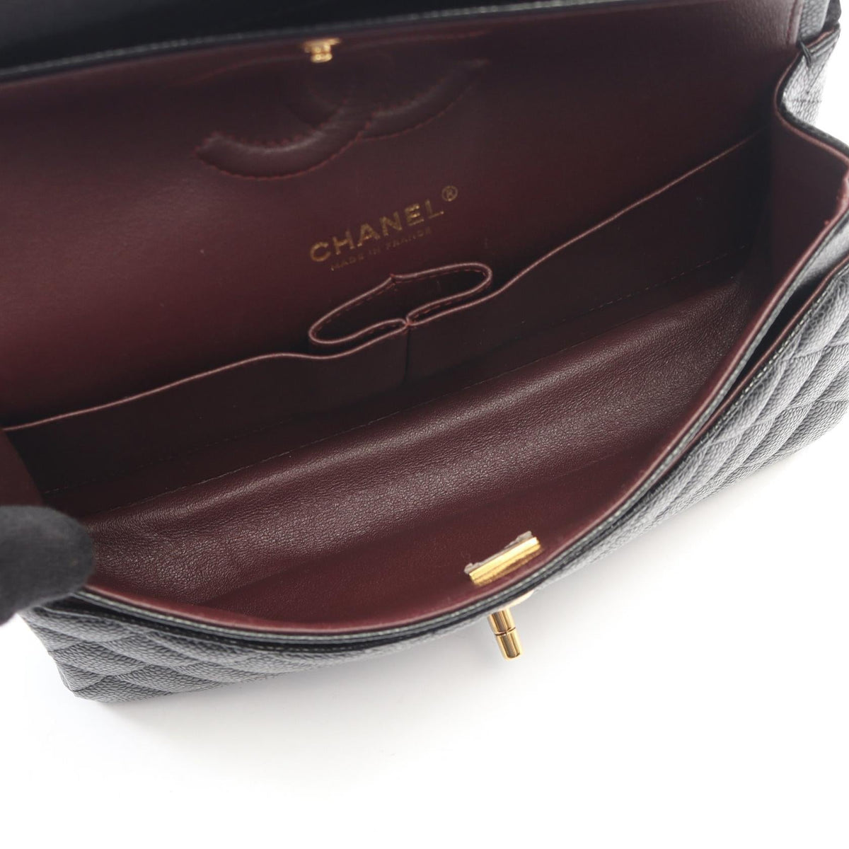 CHANEL Black Matelasse W flap Grained Calfskin leather 2101220037673