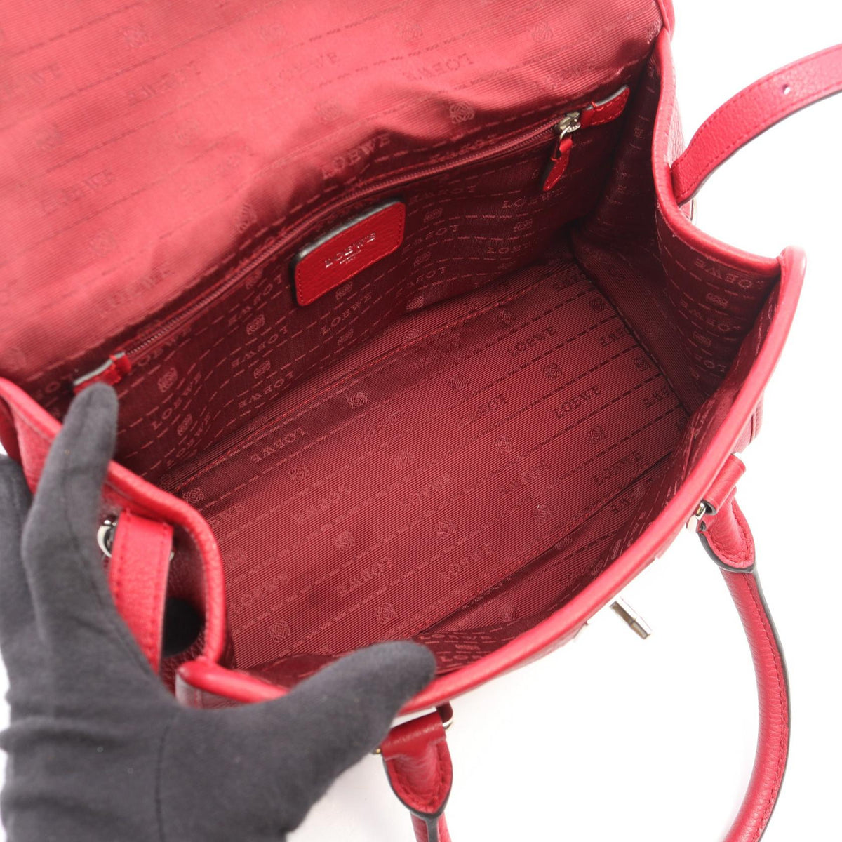 LOEWE Alamo 28 Handbag Red leather 2101220036195