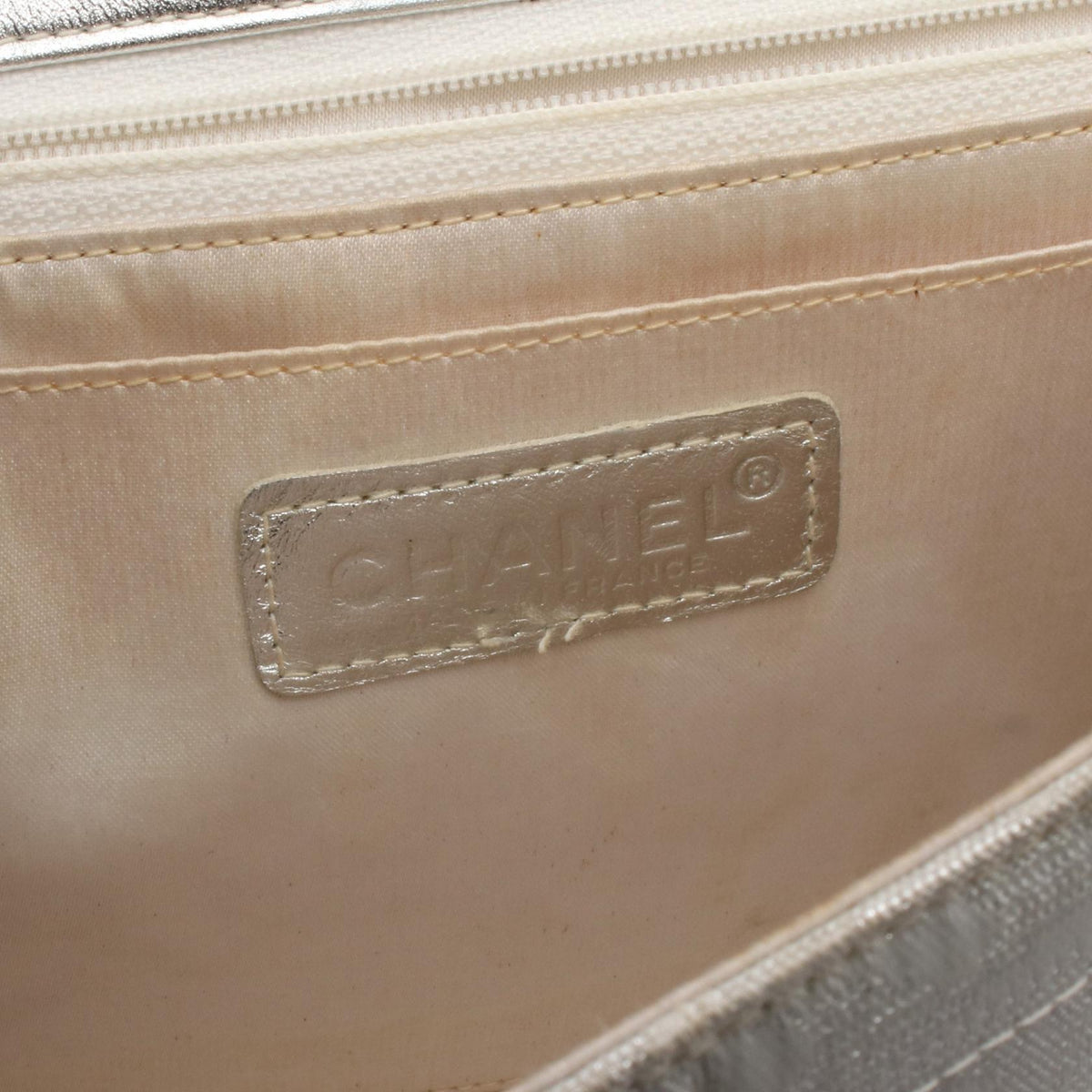 CHANEL Silver New travel line leather�Nylon canvas 2101220036300