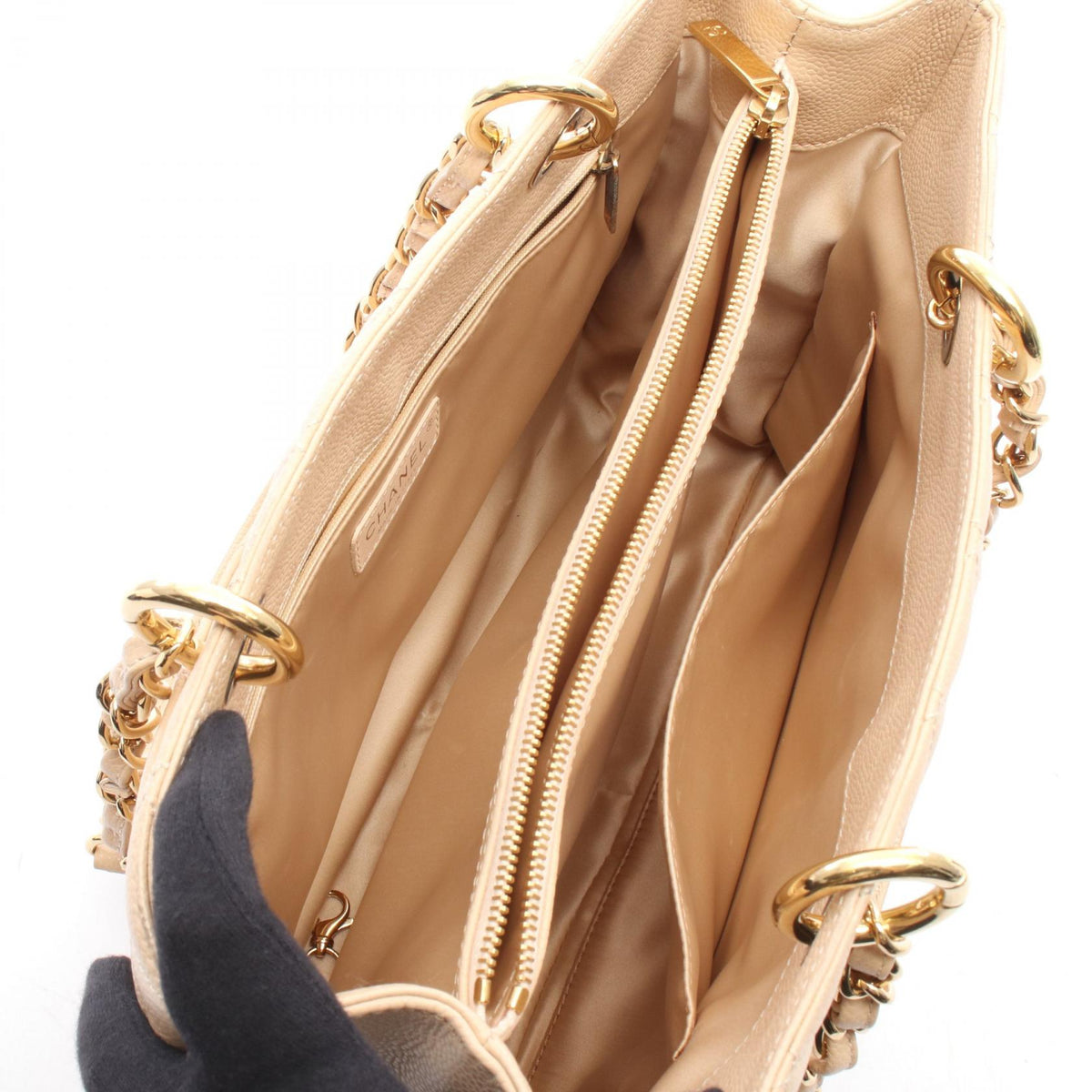CHANEL Beige Matelasse Grand Shopping GST Grained Calfskin leather A50995 2101220036430
