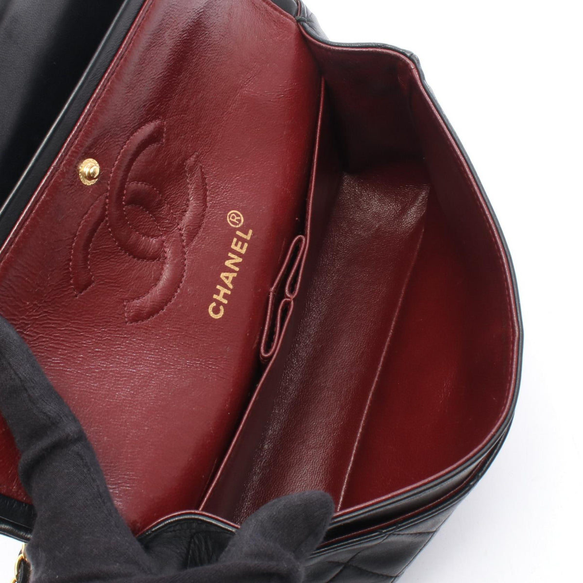 CHANEL Black Matelasse W flap Lambskin (sheep leather) 2101220036614