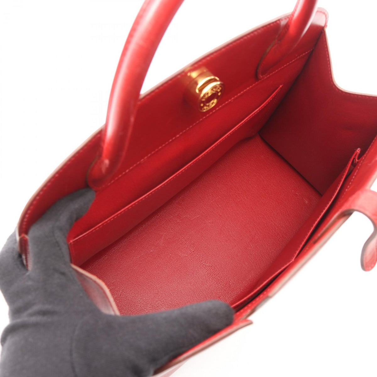 HERMES Darvi MM Rouge vif Handbag Red Box calf leather Calfskin (cowhide) 2101220035532