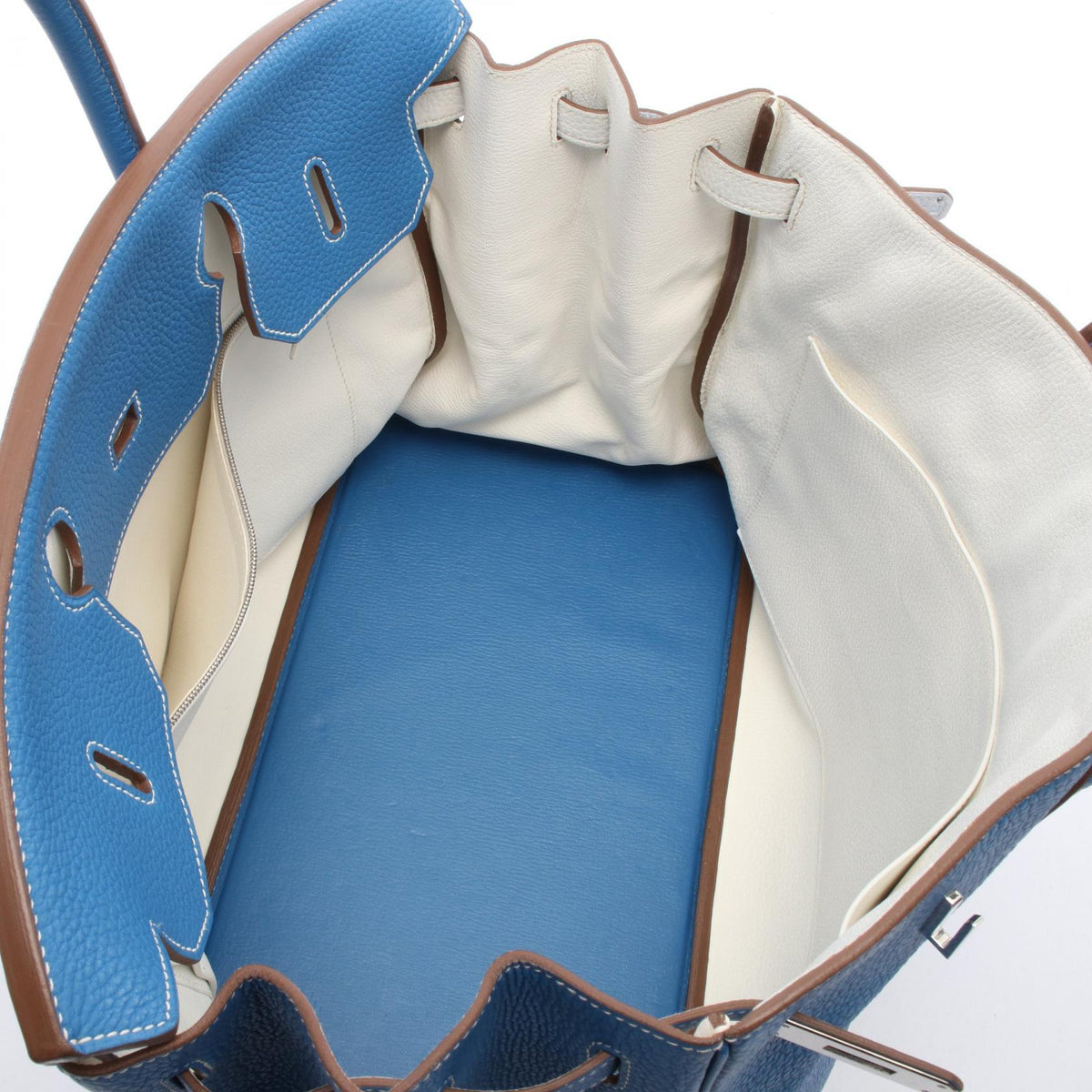 HERMES Birkin 40 Verso HandbagMykonos Mykonos Blue/White Taurillon Clemence leather Taurillon Clemence 2101220035839