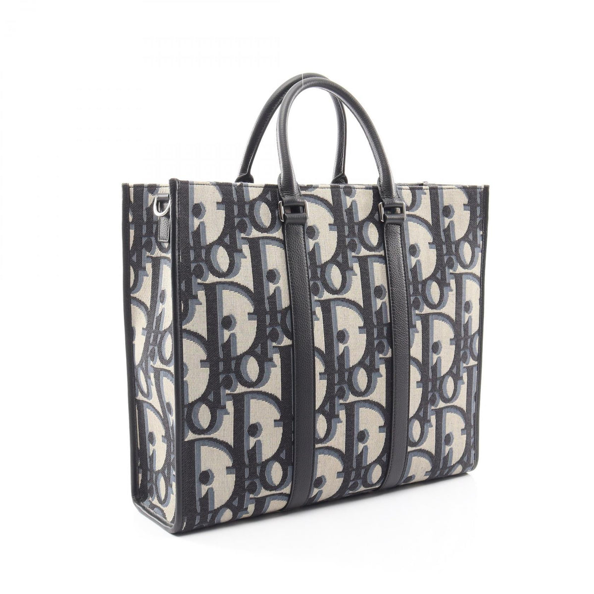 Dior Maxi Christian Dior Oblique East-West 2WAY Tote Bag Beige/Navy/Black canvas�leather 2100301250048