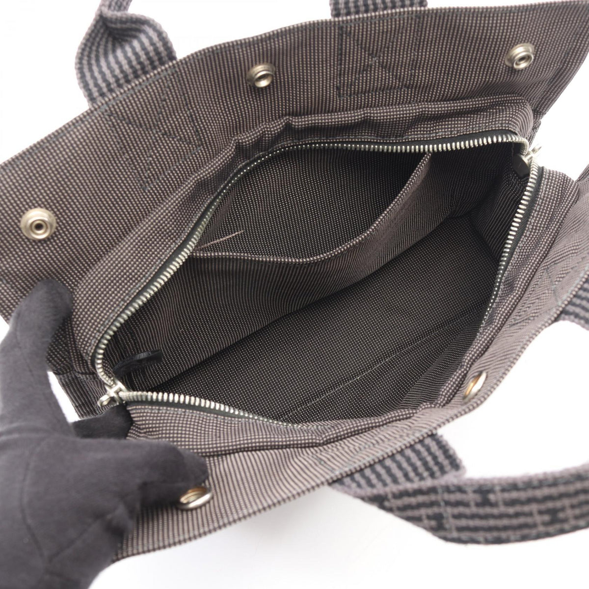 HERMES HerlinePM Tote Bag Gray Other Nylon canvas 2101220031084
