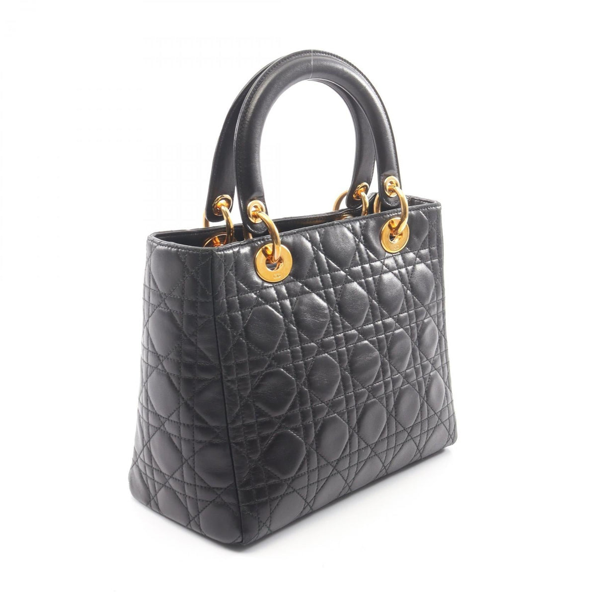 Dior LADY DIOR Christian Dior Cannage 2WAY Handbag Black leather 2101220031374