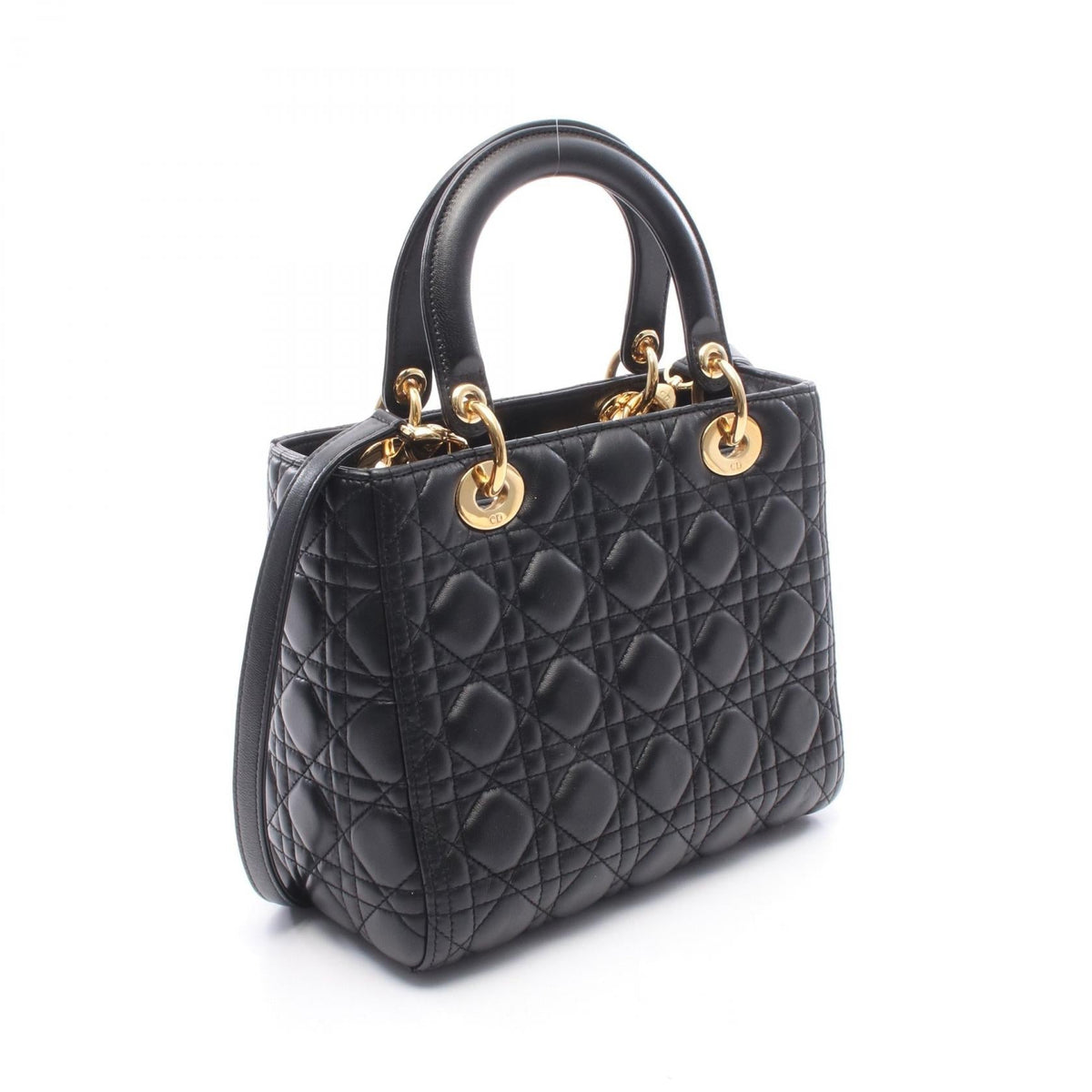 Dior LADY DIOR Christian Dior 2WAY Handbag Black leather 2101220031350