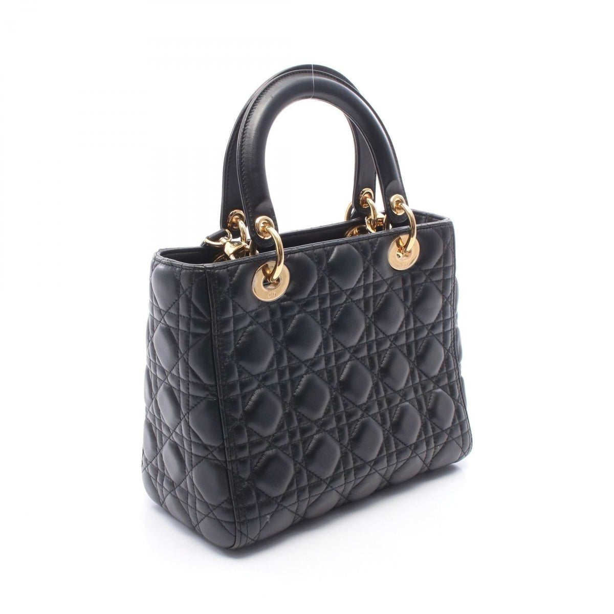Dior LADY DIOR Christian Dior 2WAY Handbag Black Lambskin (sheep leather) 2101220028077