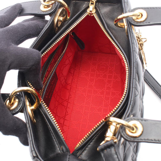 Dior LADY DIOR Christian Dior 2WAY Handbag Black Lambskin (sheep leather) 2101220028077