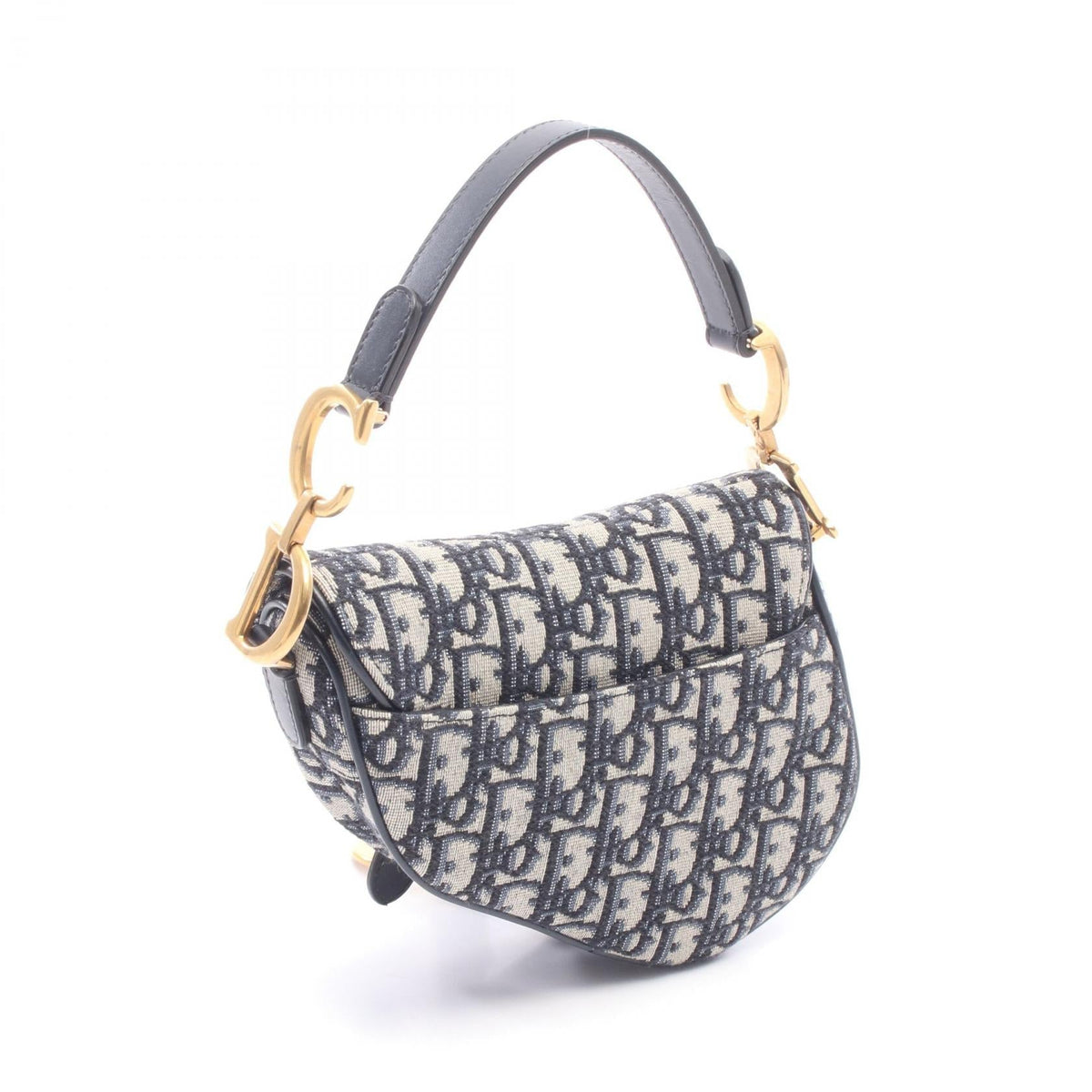 Dior Saddlebag Mini Oblique 2WAY Handbag Navy/Beige canvas leather 2101220029180