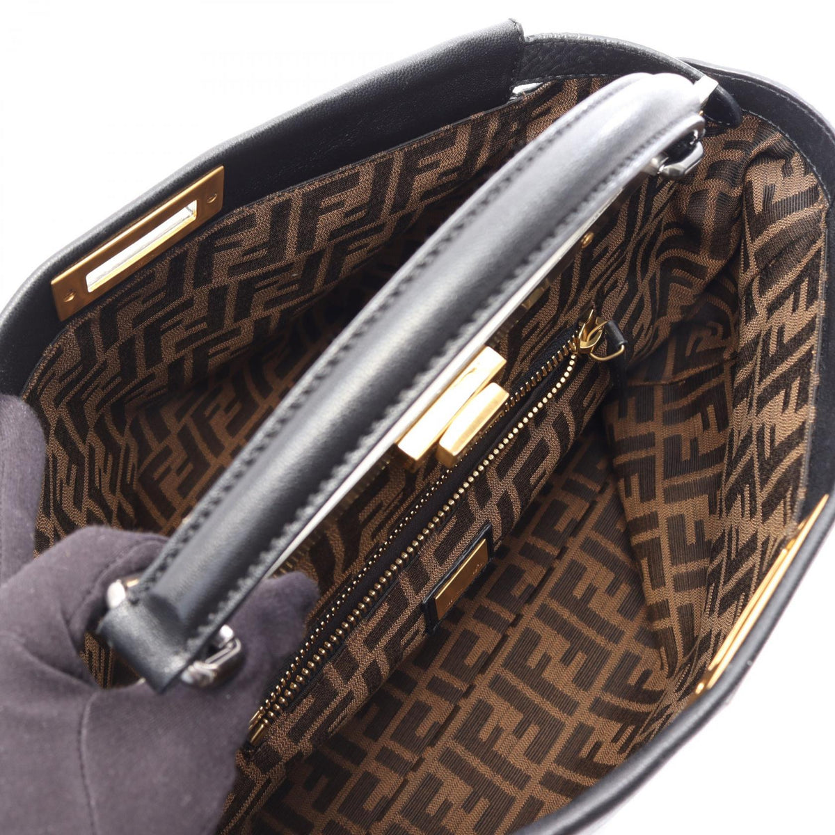 FENDI Peekaboo Large 2WAY Handbag Black leather 2101220029289