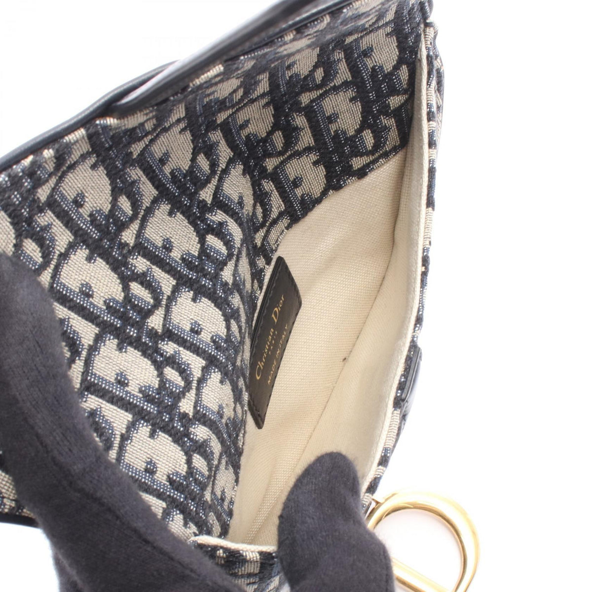 Dior SADDLE Oblique Waist bag Navy/Beige canvas leather 2101220029340