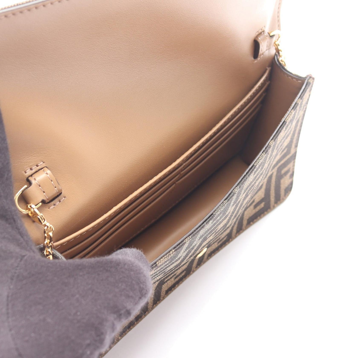 FENDI Baguette Zucca 2WAY Shoulder Bag Brown canvas leather 8M0498A98PF0A6E 2101220025113