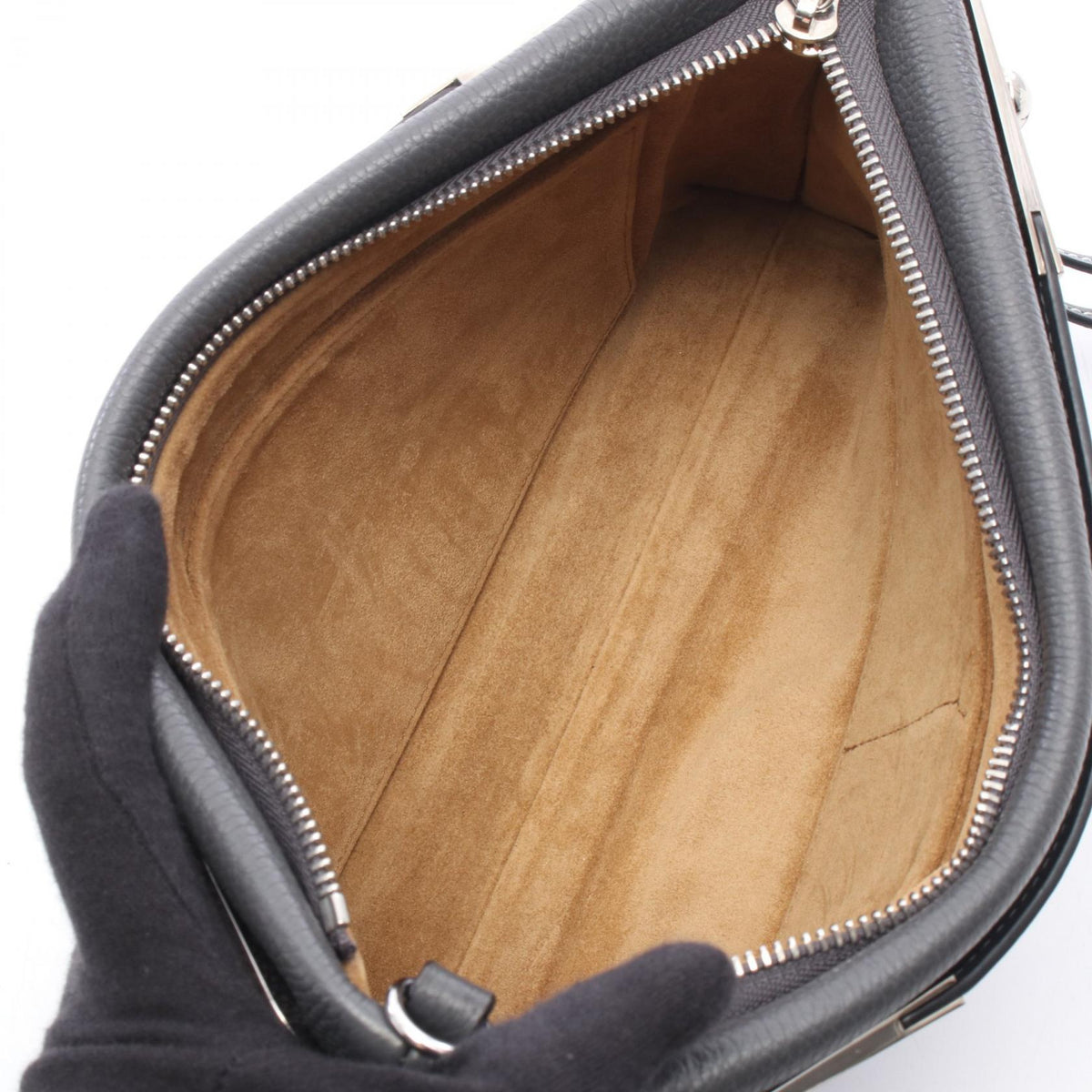 LOEWE Missy Small 2WAY Handbag Gray leather 327.12.KS28 2107601169353